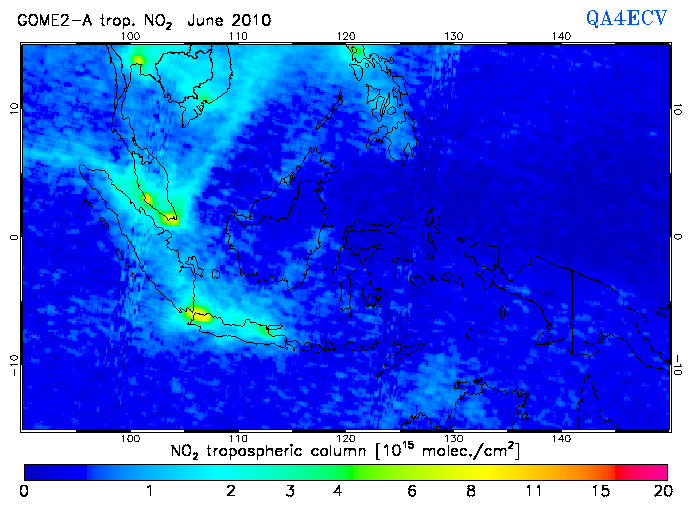 Regional Tropospheric NO2 of June 2010
