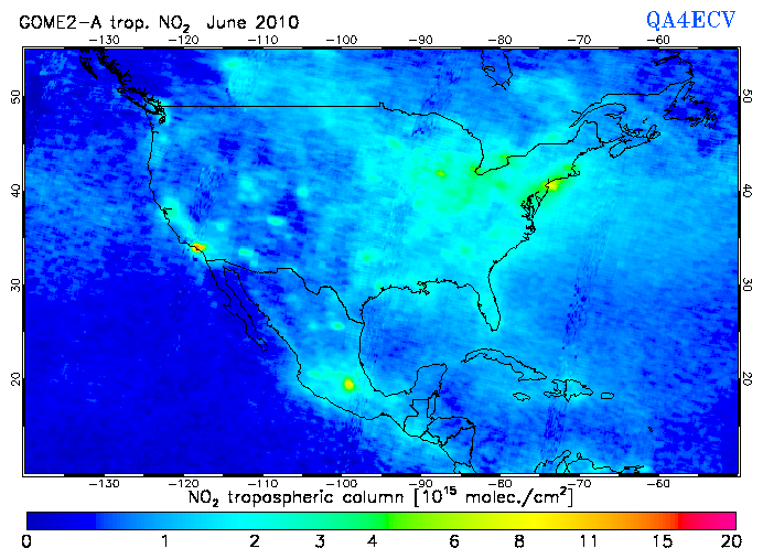 Regional Tropospheric NO2 of June 2010