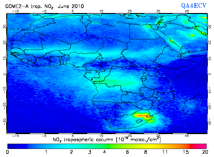 Regional Tropospheric NO2 of June 2010