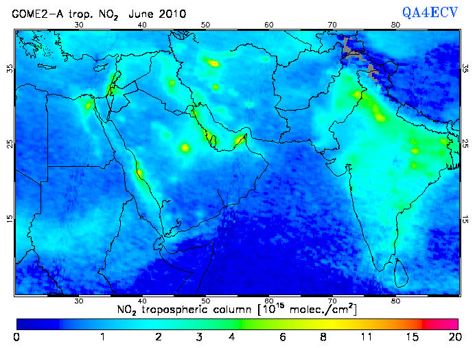 Regional Tropospheric NO2 of June 2010