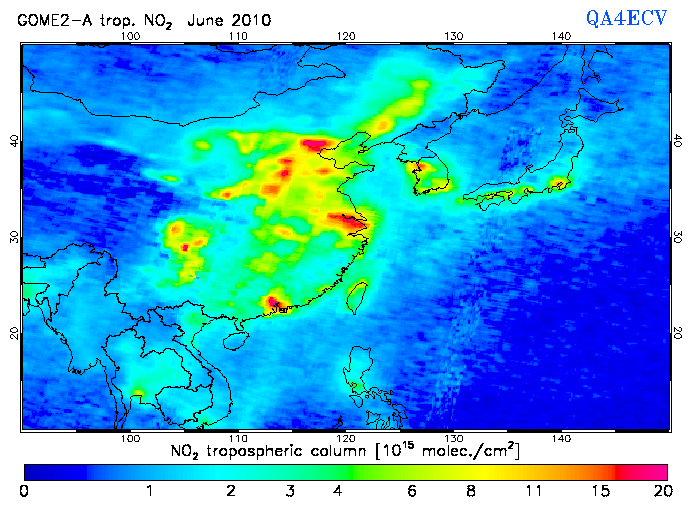 Regional Tropospheric NO2 of June 2010