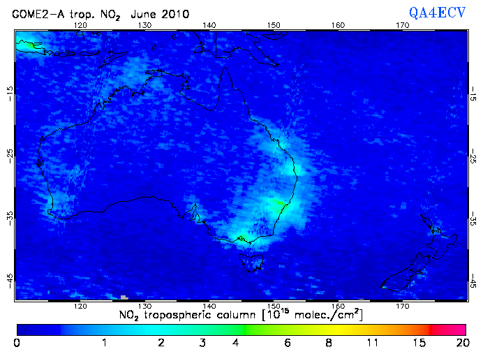 Regional Tropospheric NO2 of June 2010