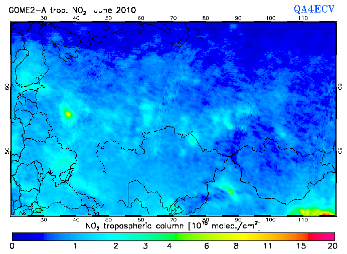 Regional Tropospheric NO2 of June 2010