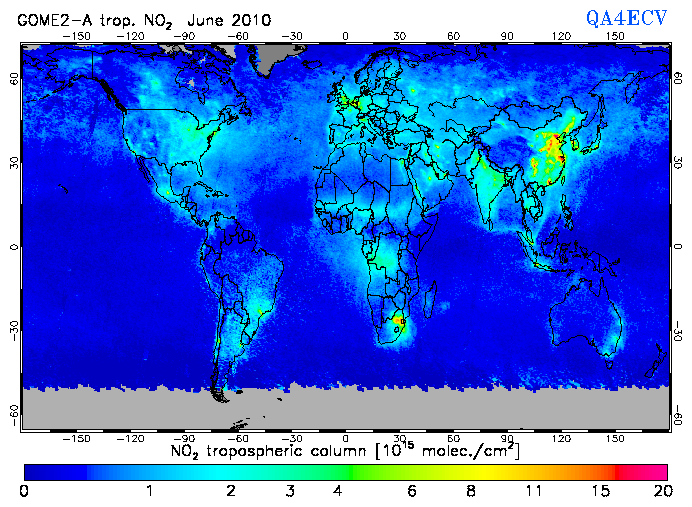 Regional Tropospheric NO2 of June 2010
