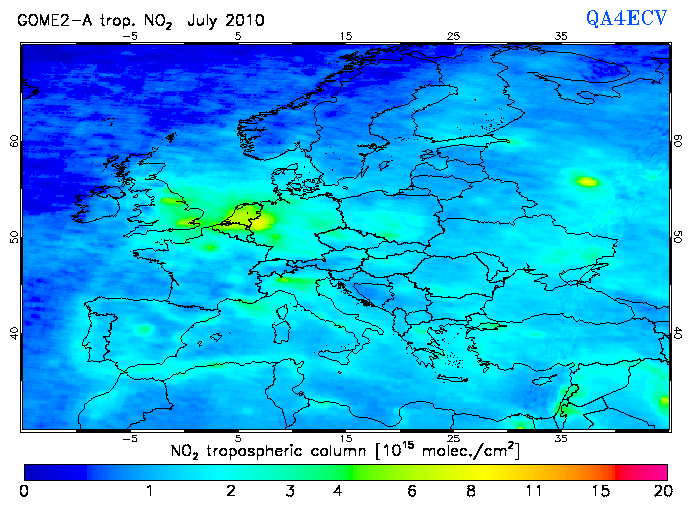 Regional Tropospheric NO2 of July 2010