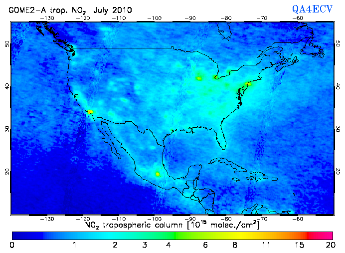 Regional Tropospheric NO2 of July 2010