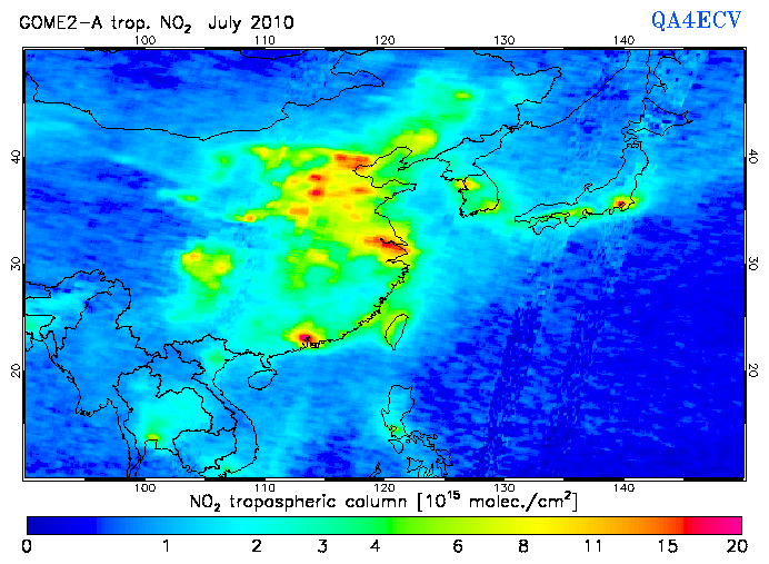 Regional Tropospheric NO2 of July 2010