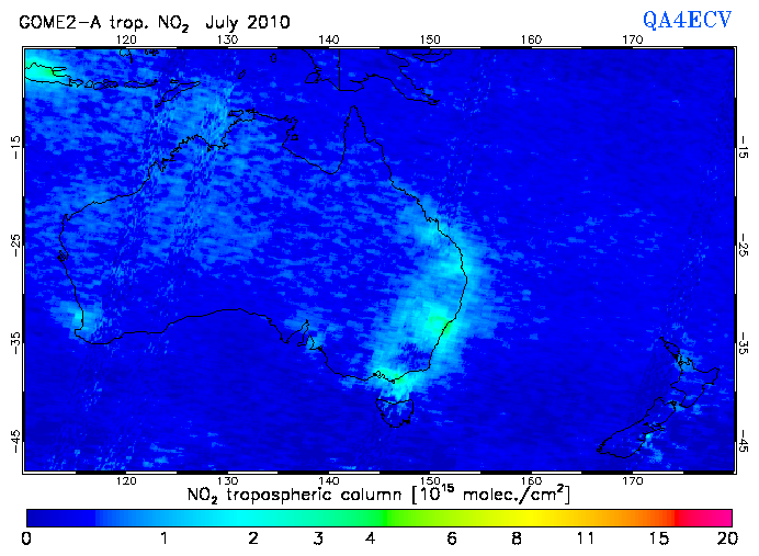 Regional Tropospheric NO2 of July 2010
