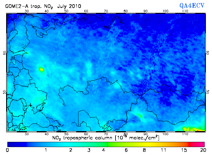 Regional Tropospheric NO2 of July 2010