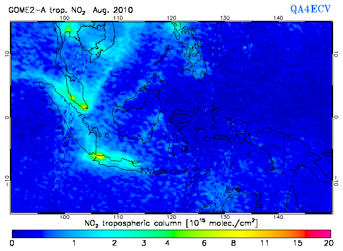 Regional Tropospheric NO2 of August 2010