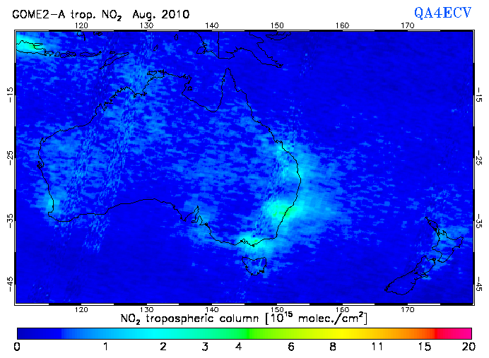 Regional Tropospheric NO2 of August 2010