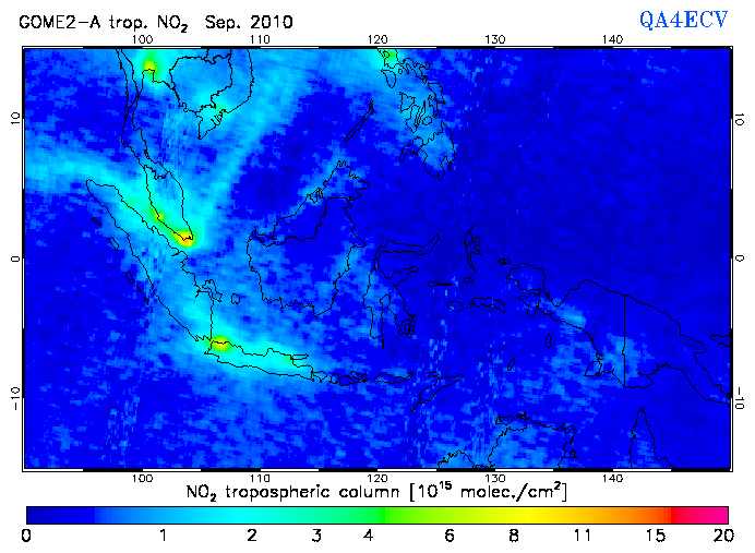 Regional Tropospheric NO2 of September 2010