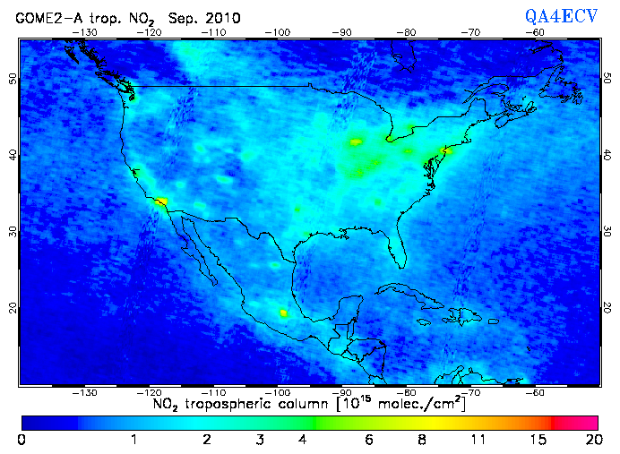 Regional Tropospheric NO2 of September 2010