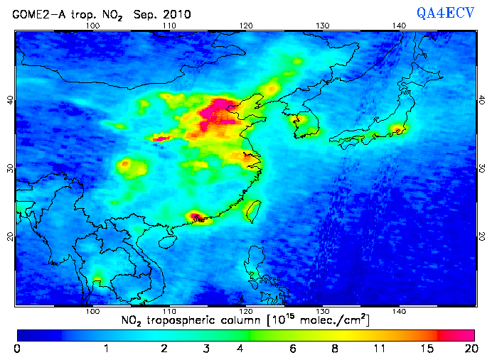 Regional Tropospheric NO2 of September 2010