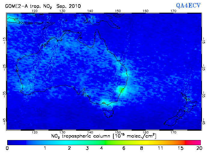 Regional Tropospheric NO2 of September 2010