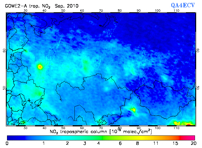 Regional Tropospheric NO2 of September 2010