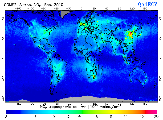 Regional Tropospheric NO2 of September 2010