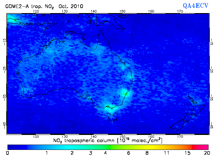 Regional Tropospheric NO2 of October 2010