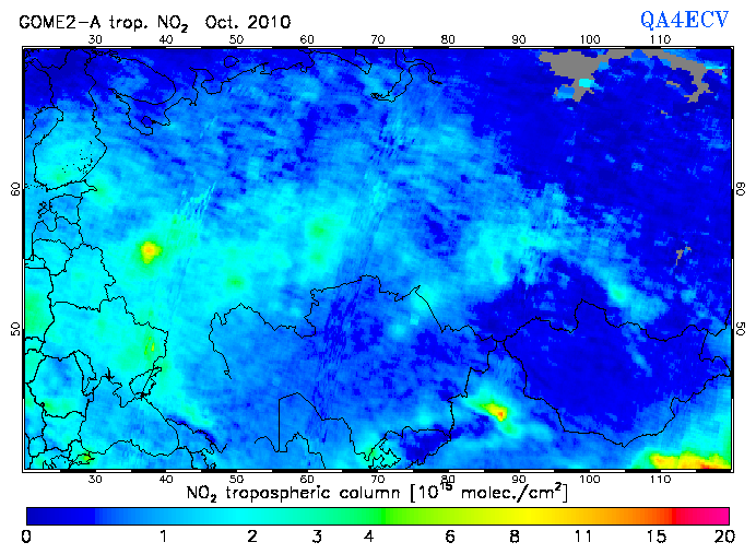 Regional Tropospheric NO2 of October 2010