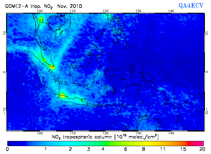 Regional Tropospheric NO2 of November 2010