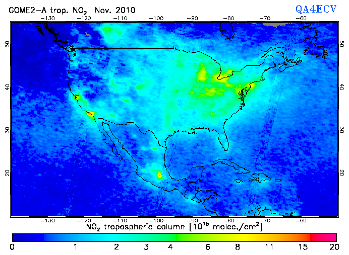 Regional Tropospheric NO2 of November 2010