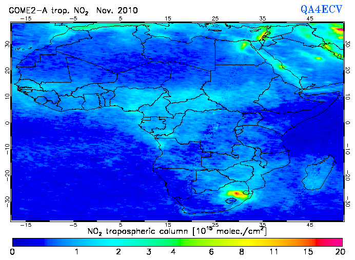 Regional Tropospheric NO2 of November 2010