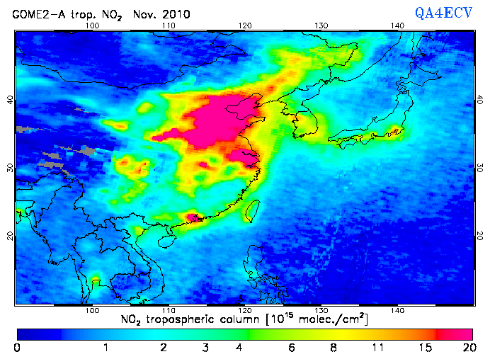 Regional Tropospheric NO2 of November 2010
