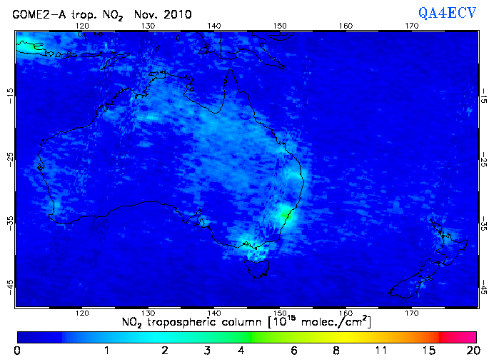 Regional Tropospheric NO2 of November 2010