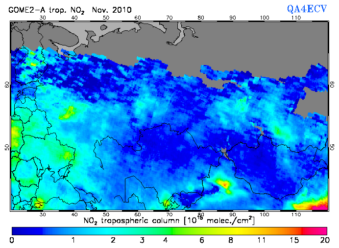 Regional Tropospheric NO2 of November 2010