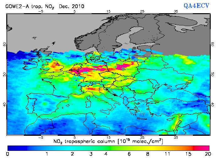 Regional Tropospheric NO2 of December 2010