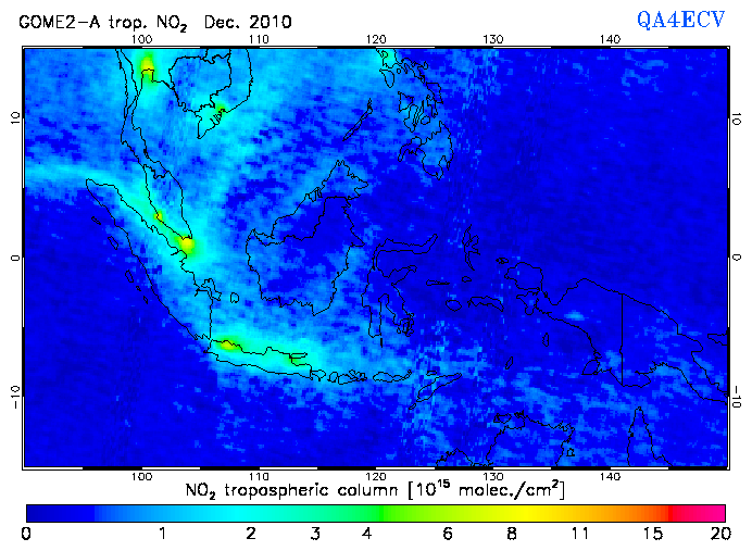 Regional Tropospheric NO2 of December 2010