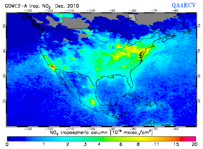 Regional Tropospheric NO2 of December 2010