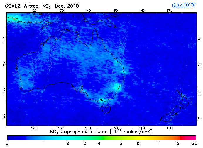 Regional Tropospheric NO2 of December 2010