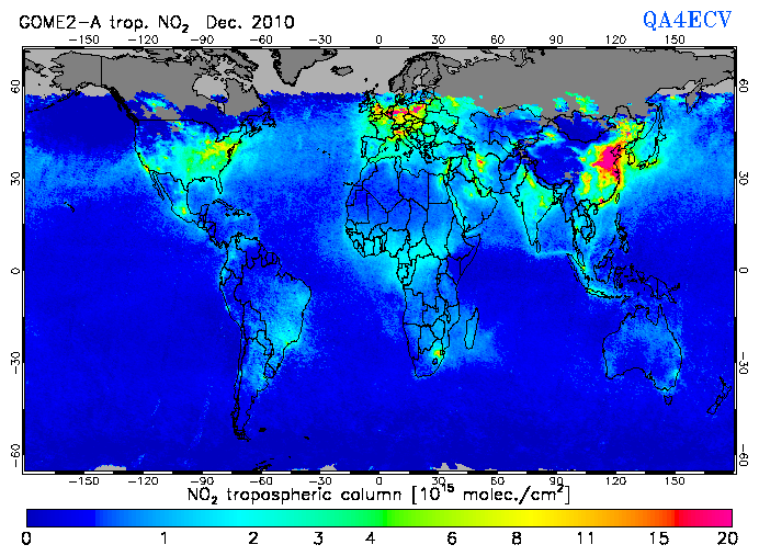 Regional Tropospheric NO2 of December 2010