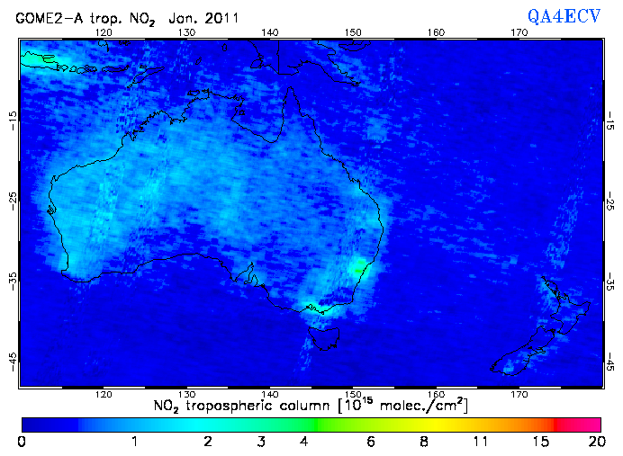 Regional Tropospheric NO2 of January 2011