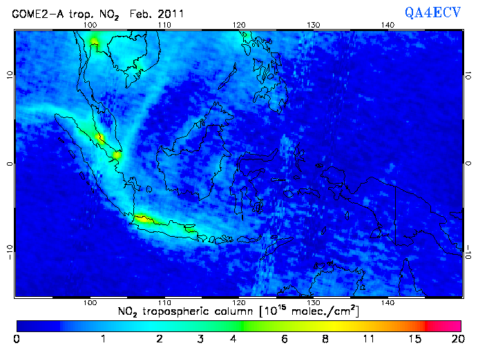 Regional Tropospheric NO2 of February 2011