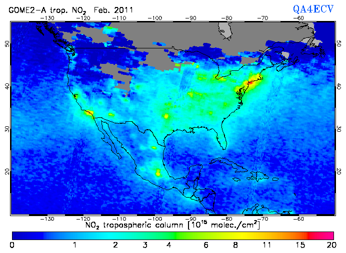 Regional Tropospheric NO2 of February 2011