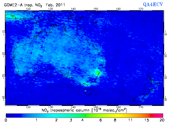 Regional Tropospheric NO2 of February 2011