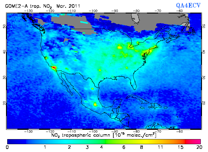Regional Tropospheric NO2 of March 2011