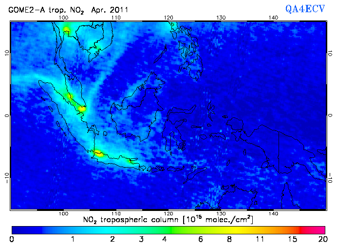 Regional Tropospheric NO2 of April 2011