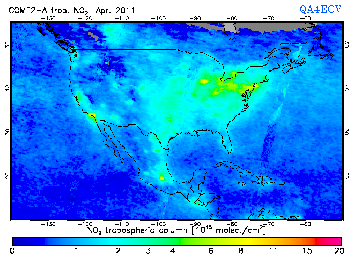Regional Tropospheric NO2 of April 2011