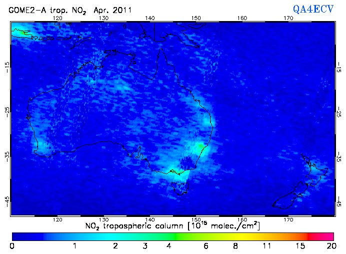 Regional Tropospheric NO2 of April 2011