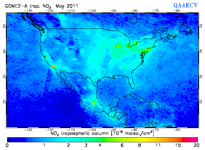 Regional Tropospheric NO2 of May 2011