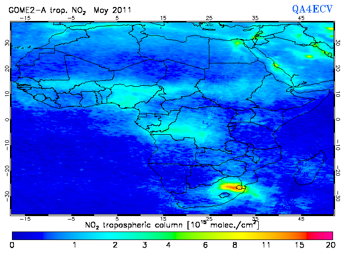 Regional Tropospheric NO2 of May 2011