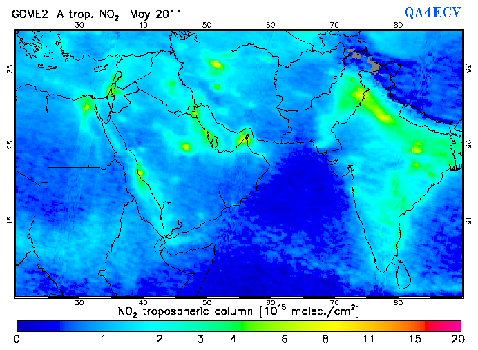 Regional Tropospheric NO2 of May 2011