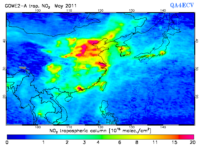 Regional Tropospheric NO2 of May 2011