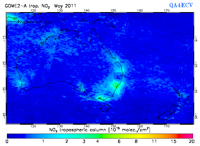 Regional Tropospheric NO2 of May 2011