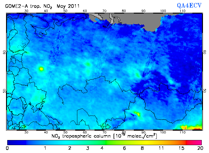 Regional Tropospheric NO2 of May 2011