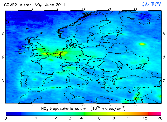 Regional Tropospheric NO2 of June 2011