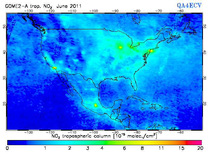 Regional Tropospheric NO2 of June 2011